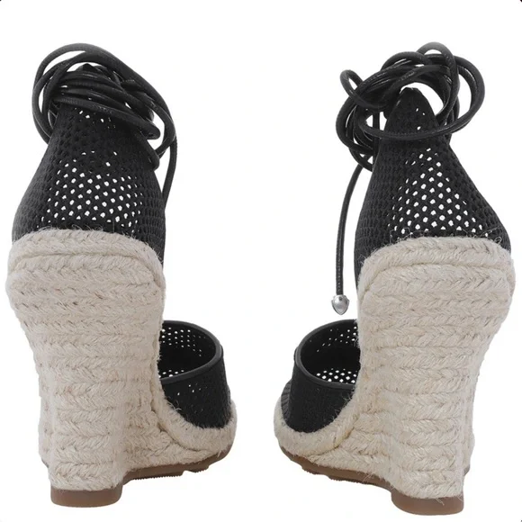 Burberry Black Woven Espadrille Wedges - Picture 4 of 5